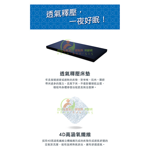 耀億 QSHION 透氣釋壓床墊 (W91xL188xH8cm) 內裡4D高涵氧纖維可水洗