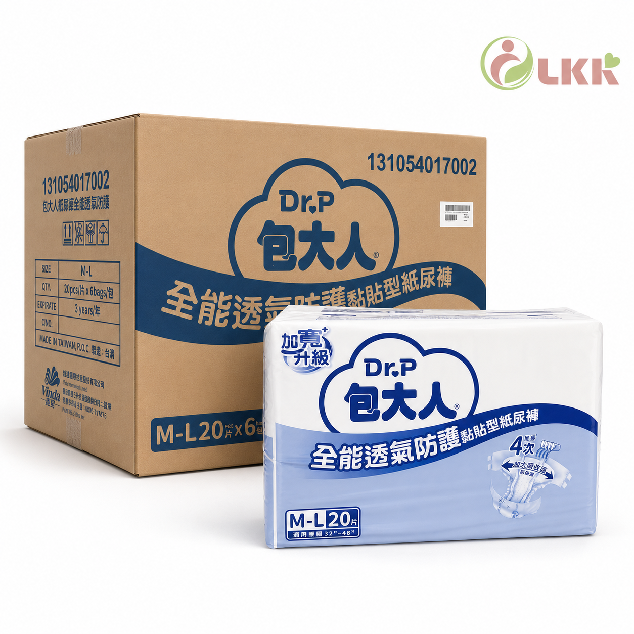 包大人全能透氣防護紙尿褲 M-L 20片*6包/箱